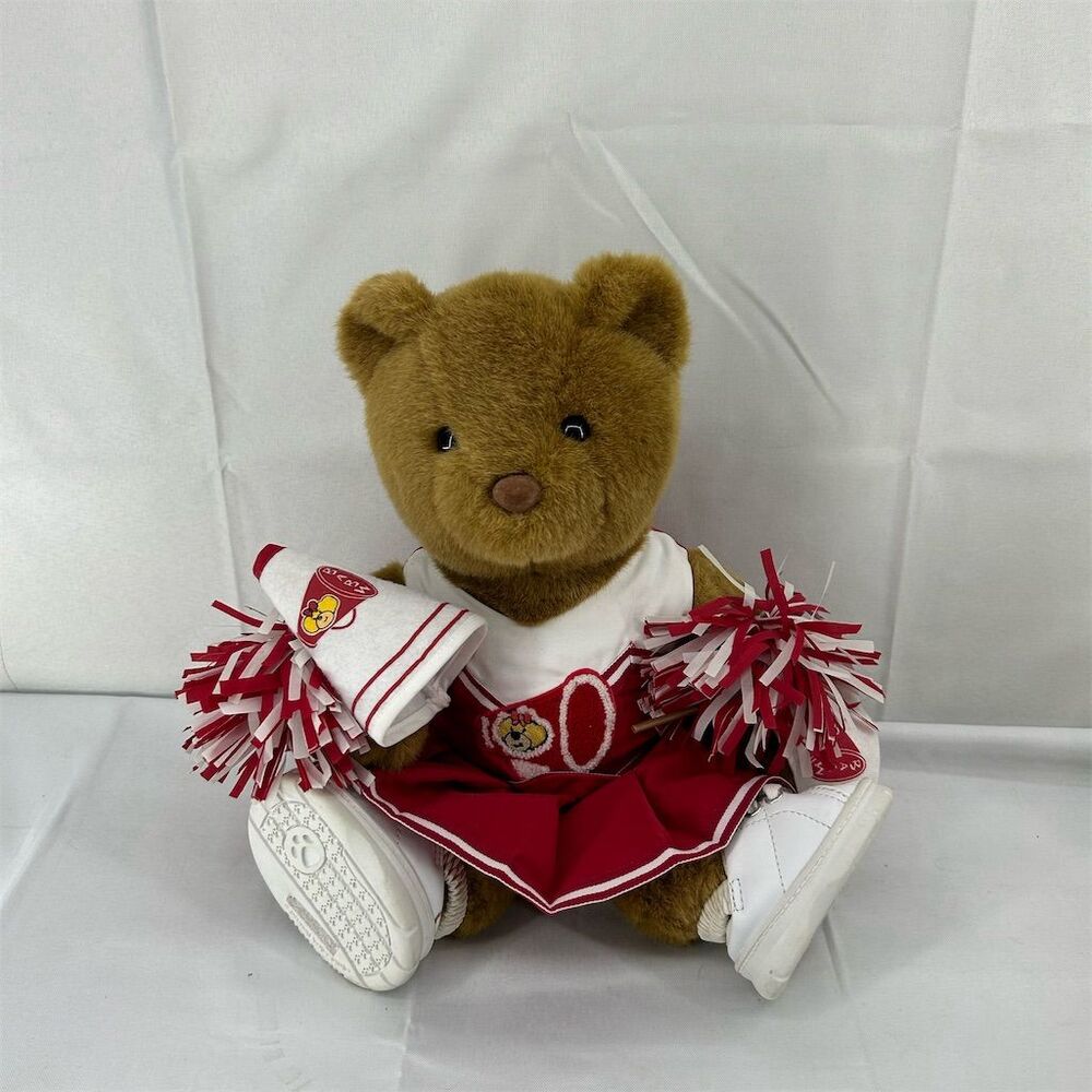 Build-A-Bear Cheerleader Bear with Uniform & Accessories Plush Toy Clean